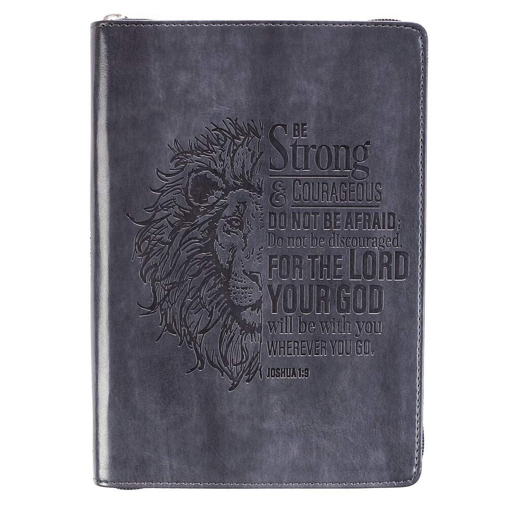 NEW Faux Leather Journal Be Strong and Courageous Lion Joshua 1:9 Bible Study